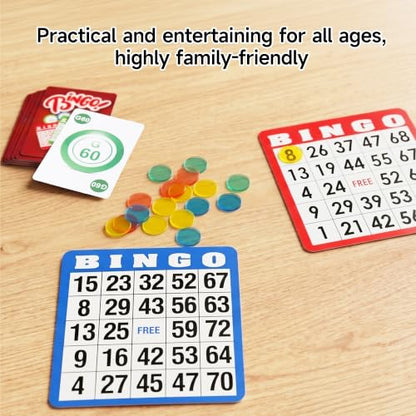 GSE Games & Sports Expert Complete Bingo Game Set with 50 Bingo Cards, 500 Chips, Calling Cards Deck, Party Fun Game for Adults, Seniors, Family Gatherings, Classroom Activities, Large Groups - size: 50 Cards & 500 Chips Set