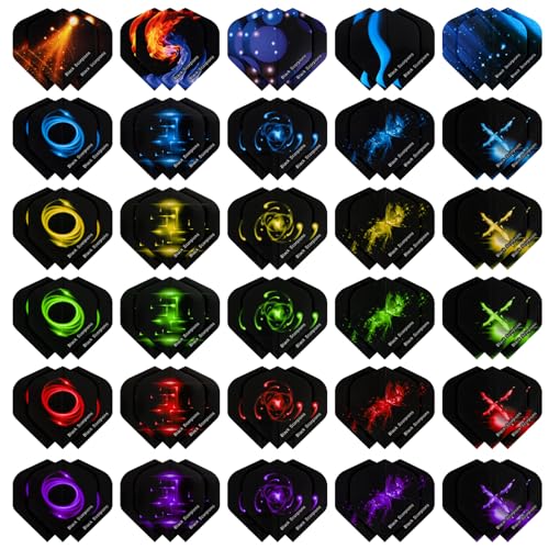 Accmor 90pcs Standard Dart Flights Set, Dart Flights for Steel Tip Darts/Soft Plastic Tip Darts, Dart Replacement Flights Accessories - color: 90pcs-Black Blue Red Purple