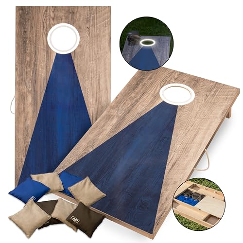 Triumph Sports LED Regulation Cornhole Board Set with Light-Up Boards, 8 Weather-Resistant Cornhole Bags & Durable All-Wood Design Perfect for Tailgates, BBQs, Parties & Backyard Fun