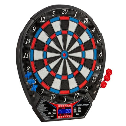 Accudart Rogue Electronic Dartboard – 15.5” Tournament Soft Tip Board, 29 Games/90 Variations, Virtual Opponent, Heckler Mode, Multi‑Color Backlit Display – Includes Built‑in Dart Holders & Darts