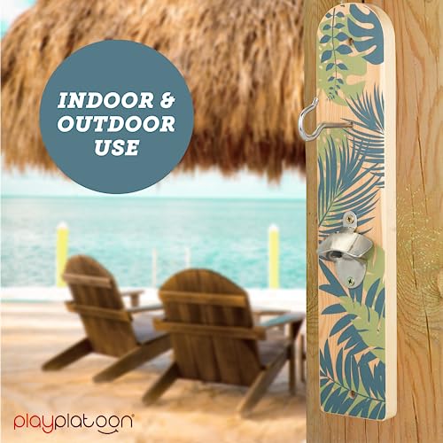 Play Platoon Hook and Ring Toss Bar Game for Adults - Wood Toss Ring Game for Adults - Perfect Home, Basements, & Bar Gifts - color: Palm Print