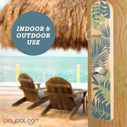 Play Platoon Hook and Ring Toss Bar Game for Adults - Wood Toss Ring Game for Adults - Perfect Home, Basements, & Bar Gifts - color: Palm Print