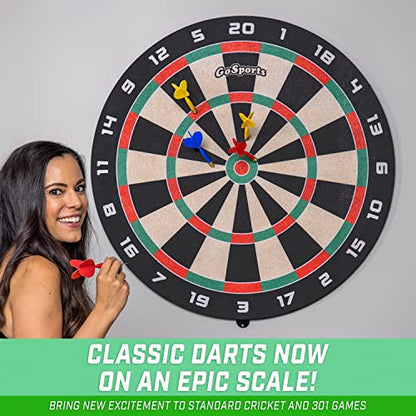 GoSports Giant 3 ft or 4 ft Cork Dartboards - Includes 12 Giant Darts and Scoreboard - New Fun Twist on Darts - style: 3 ft