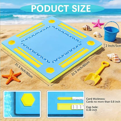 Floating Mahjong Table for Pool, 2-IN-1 Waterproof Floating Game Table for Mahjong Card Games Dominoes Poker, Adults Floating Board Pool Game Tray for Hot Tub Lake Beach Summer Pool Party Gift