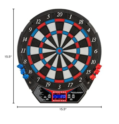 Accudart Rogue Electronic Dartboard – 15.5” Tournament Soft Tip Board, 29 Games/90 Variations, Virtual Opponent, Heckler Mode, Multi‑Color Backlit Display – Includes Built‑in Dart Holders & Darts