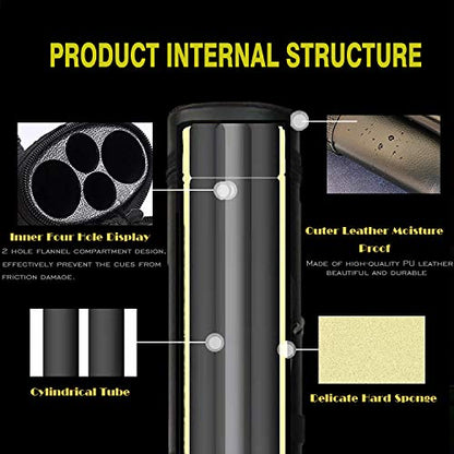 2x2 Hard cue case Oval Pool Cue Billiard Stick Carrying Case - color: A03-Brown
