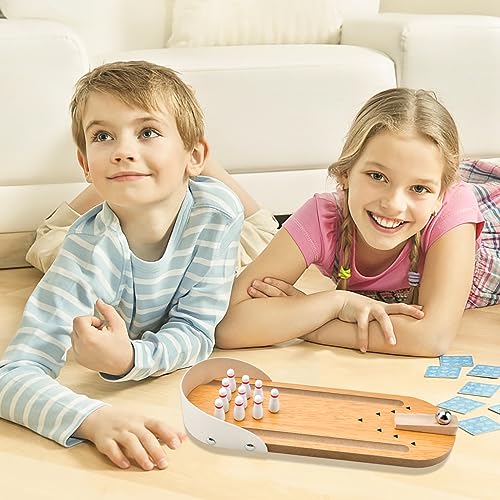 Tabletop Mini Bowling Game Set: Funny White Elephant Gifts for Adults Men Women Christmas Stocking Stuffers for Teens Boys Girls Kids Wooden Home Bowling Alleys Office Desk Toys Stress Relief Gadgets