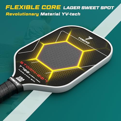 YVmove USAPA Approved Raw Carbon Fiber Pickleball Paddle, 16mm Thermoformed Pickleball Racket with High Spin & Extended Grip, Professional Pickleball Paddle for Control and Power - color: Dark Black