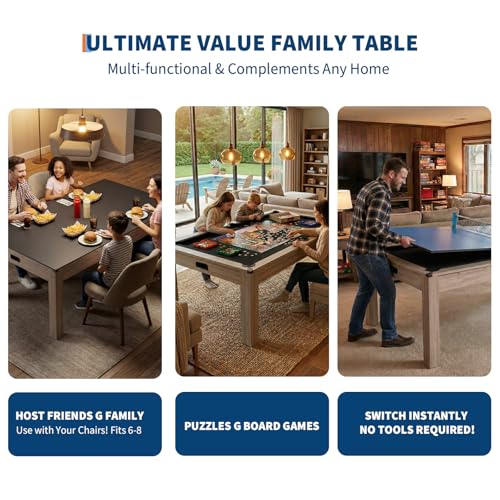 Garvee 7FT 3 in 1 Pool Table with Dining & Table Tennis Top, Multi-Game Table with Accessories (Balls, Cues, Ping Pong),Convertible Billiards and Table Tennis,HDF Wood Grain Finish & Chrome Accents - color: Black