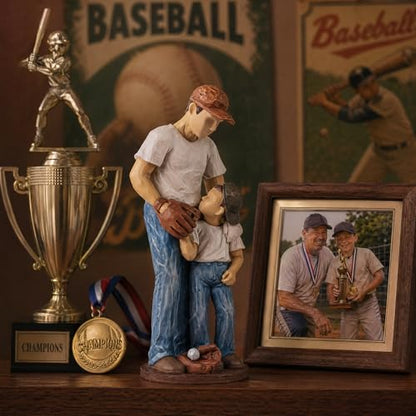 AIDLNS Father and Son Figurines, Dad and Son Play Baseball Hand-Painted Figures Gifts, for Dad Boys, Family Sculpture for Shelf Decor Desktop Home Decoration