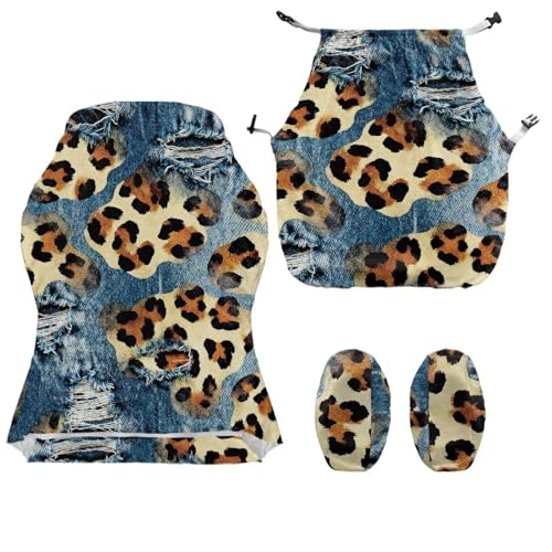 Suobstales Cowboy Leopard Print Gaming Chair Cover with Armrest Covers, Stretch Computer Desk Chair Covers Gamer Chair Slipcovers for Reclining Racing Gaming Chair - color: Cowboy Leopard