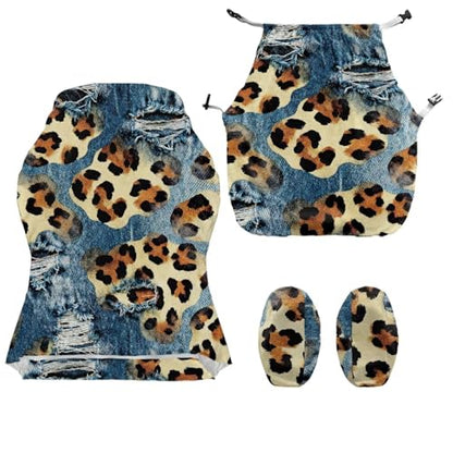 Suobstales Cowboy Leopard Print Gaming Chair Cover with Armrest Covers, Stretch Computer Desk Chair Covers Gamer Chair Slipcovers for Reclining Racing Gaming Chair - color: Cowboy Leopard
