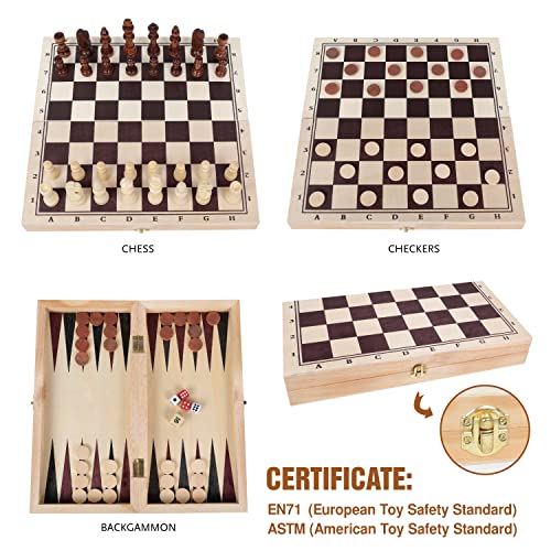 GOTHINK Wooden Chess, Checker, and Backgammon 3 in 1 Board Game Set,Classic Traditional Travel Night Toy and Game Gift Set for Kids Adults Senior Family - style: 3 in 1 Chess Set