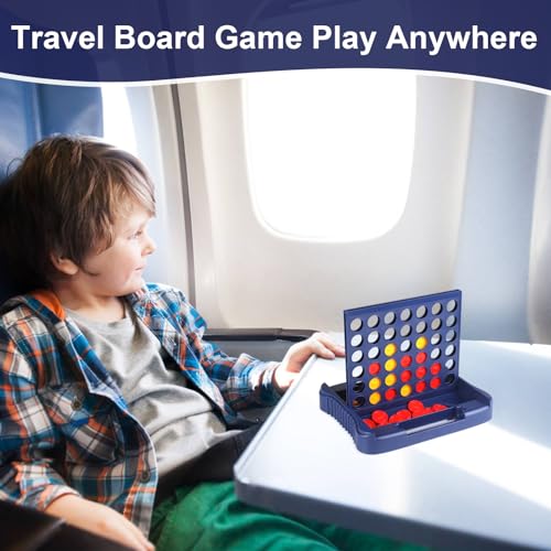 4 in a Row Connect Game, Travel Board Games for Kids Adults, Get 4 in a Row to Win - 9 x 7.4 inches（Blue） - color: Blue