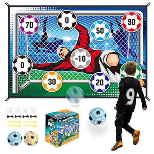 Soccer Ball Game Mat Set, Sticky Soccer Ball Indoor Target Toss Party Game, Sports Toys and Gift for Kids Boys Girls for 3 4 5 6 7 8 Year Old Boy Toys Birthday