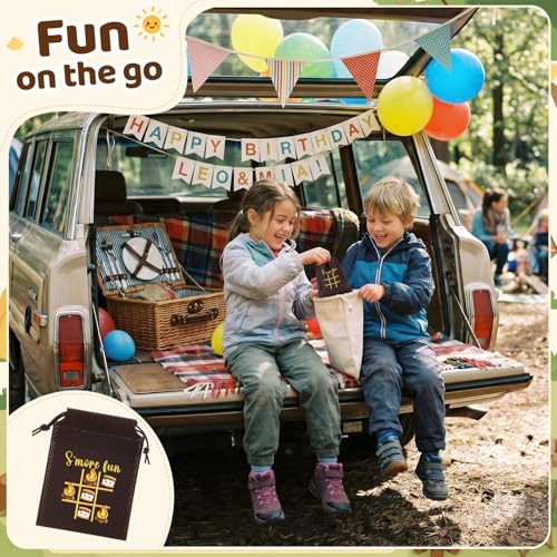 Sotiff 24 Sets Smore Fun Tic Tac Toe Party Favor Games with Drawstring Bags for Boys Girls Vbs Classroom Prizes Exchange Gifts - style: Smore Fun