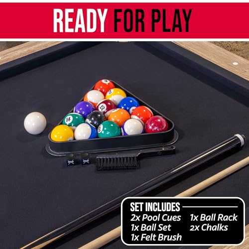 GoSports 6 ft Foldable Pool Tables - Portable Billiards Tables with Accessories - Black with Gray Felt or Oak with Black Felt - style: Oak with Black Felt