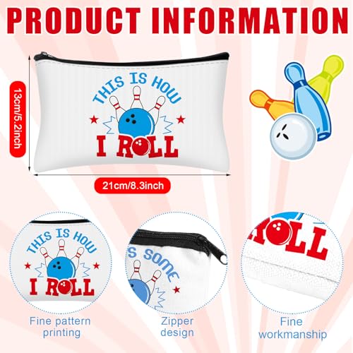 6 Pcs Bowling Makeup Bag Cosmetic Bag Bowling Lover Gifts Sport Ball Accessories Zipper Pouch Sport Party Favors for Women Coach Travel Player (Classic) - style: Classic