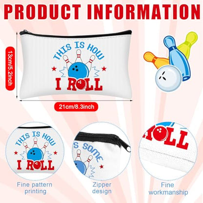 6 Pcs Bowling Makeup Bag Cosmetic Bag Bowling Lover Gifts Sport Ball Accessories Zipper Pouch Sport Party Favors for Women Coach Travel Player (Classic) - style: Classic