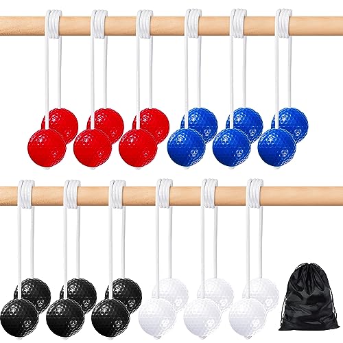 Lenwen 12 Pack Ladder Ball Outdoor Game Ladder Toss Balls Replacement Bolas with Storage Bag for Toss Match Yard Lawn Golf Game, 4 Colors - color: Red, Blue, Black, White