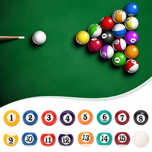 Alomejor 16Pcs Billiard Ball 25mm Resin Mini Billiard Ball Children Toy Small Pool Cue Balls Full Set
