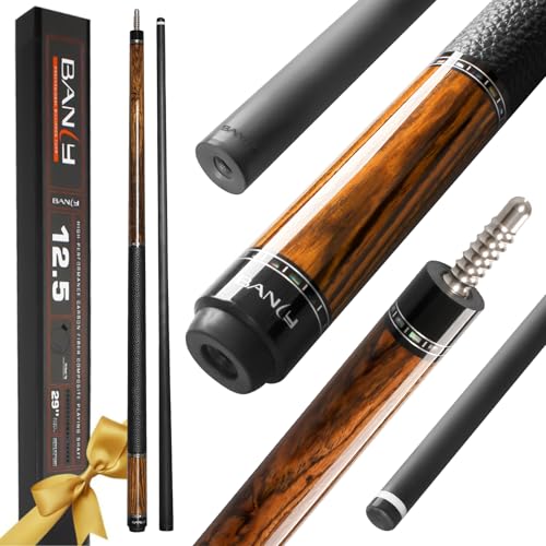 Banly Carbon Fiber Pool Cue Stick 12.5mm Time Crystal Tip, Low Deflection Pool Cue Professional Billiard Cue Sticks with Gift Box - color: 1-Golden Sandalwood