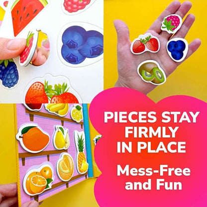 Quokka Travel Magnetic Puzzles for Toddlers 1-3 – 20+Pcs Fruits & Vegetables Game – Fun Travel Game Toy for Kids Ages 3-5 – Strong Magnets for Car Activities – Fun Toddler Puzzle Ages 2-4 - color: 07. Fruits and Vegetables