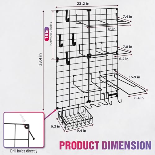 GADFISH Wall Mounted Garage Sports Equipment Organizer, DIY Assembly Ball Storage Rack for Sports Gear and Toys, Garage Ball Holder for Wall Garage Organization Accessorie