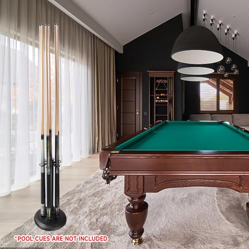 GSE Games & Sports Expert Stand-Style Metal Billiard Pool Cue Rack, Holds 6 Pool Cue Sticks (Several Colors Available) - color: Matte Black