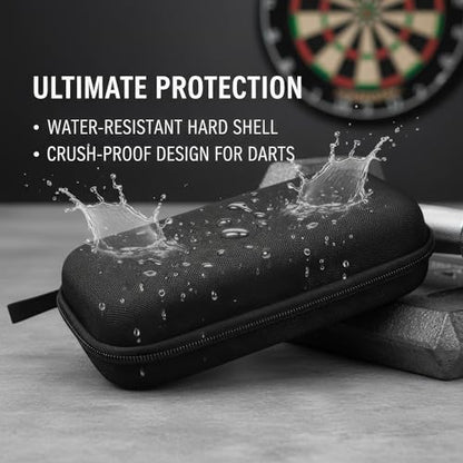 Dart Case for 6 Steel Tip Darts and 3 Flights, Hard Shell Storage Box with Foam Insert and Zipper, Portable Dart Holder for Travel and Competition