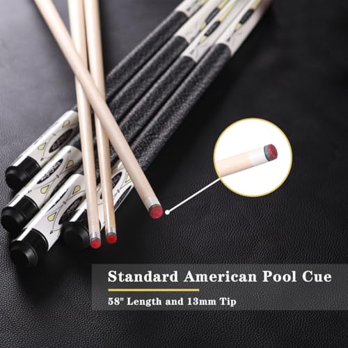 Canadian Maple Pool Cue Sticks (10mm/11.5mm/13mm), 58" 2-Piece Pool Sticks with Low Deflection Shaft,Billiard Sticks for Home, Bar, and Tournament Play - color: only cue13MM