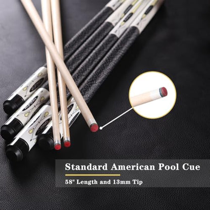 Canadian Maple Pool Cue Sticks (10mm/11.5mm/13mm), 58" 2-Piece Pool Sticks with Low Deflection Shaft,Billiard Sticks for Home, Bar, and Tournament Play - color: only cue13MM