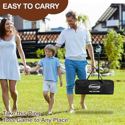 Ring Toss Game for Kids & Adults, Outdoor Yard Games for Adults and Family, Premium Ring Game with 6/10 Rope Rings & Carrying Bag, Perfect for Lawn, Backyard, Beach, Camping - size: Large