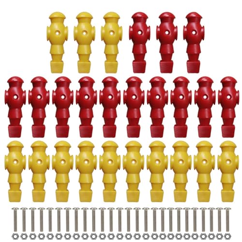 26Pcs Table Foosball Men Replacement Football Men Soccer Games Player Figure 107mm Height 16mm Side Hole Foosball Player - color: red and yellow, size: With screws