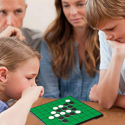 Reversi (Othello) Board Game Set -9.5", Magnetic Folding Strategy Travel Game for Kids and Adults