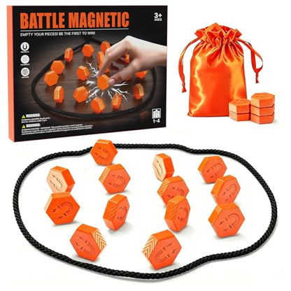 20-Piece Magnetic Chess Game with Textured Stones & Rope | Strategic Standing Play for Kids & Adults | Family, Party, Travel & Camping Puzzle Strategy Games
