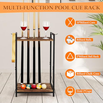 Pool Stick Holder Pool Cue Holder Rack Cue Stick Holder 10 Cues Billiard Cue Racks for Billiard Room Club Pool Table Accessaries (Torched Black 10-Hole) - color: Black