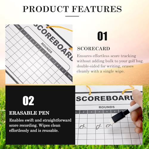 Golf Scoreboard, Erasable Golf Scorecard with Pen, Plastic Whiteboard Score Card Holder Accessories for Golfer
