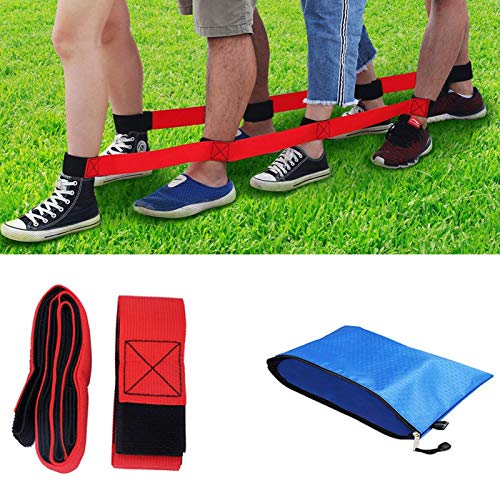 Durable 4 Legged Race Bands Outdoor Game for Kids Adults Relay Race Carnival Field Day Backyard Birthday Team Party Games - color: Red