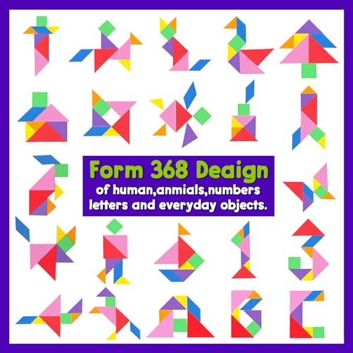 Travel Tangram Puzzle with 2 Sets Magnetic Jigsaw Boards & 368 Patterns and Solutions, Montessori STEM Airplane & Road Trip Games, Educational Brain Teaser Toy Gift for Kids & Adults
