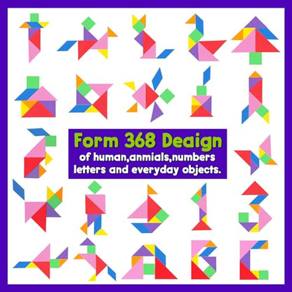 Travel Tangram Puzzle with 2 Sets Magnetic Jigsaw Boards & 368 Patterns and Solutions, Montessori STEM Airplane & Road Trip Games, Educational Brain Teaser Toy Gift for Kids & Adults