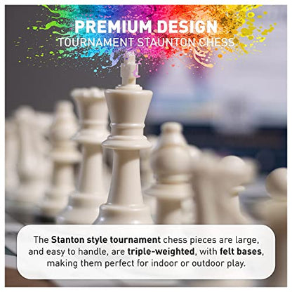 MegaChess Staunton Triple Weighted Chess Set - 3.8" King, 2 Boards, 34 Pieces, Over 2 lbs, Ages 8+ - size: Classic Heavyweight Edition