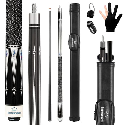 HomeSeason Pool Cue Stick 58" Billiard Cue Sticks Nylon Thread Grip Professional Low Deflection Pool Sticks - color: 19oz with bag