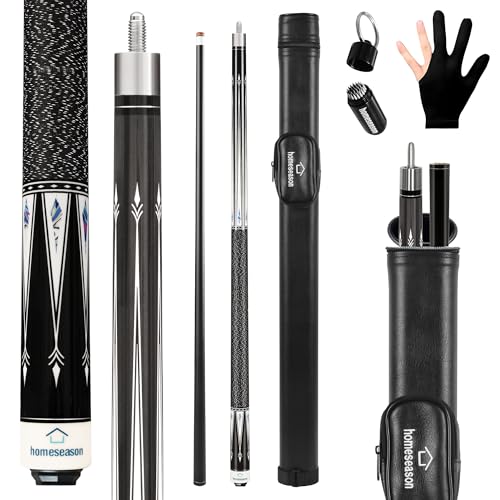 HomeSeason Pool Cue Stick 58" Billiard Cue Sticks Nylon Thread Grip Professional Low Deflection Pool Sticks - color: 19oz with bag