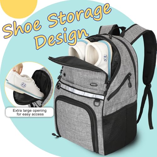 Goloni Bowling Backpack,Single Ball Bowling Bag with Shoe Compartment Up to Size 16,Bowling Bag with Padded Ball Holder - color: Grey