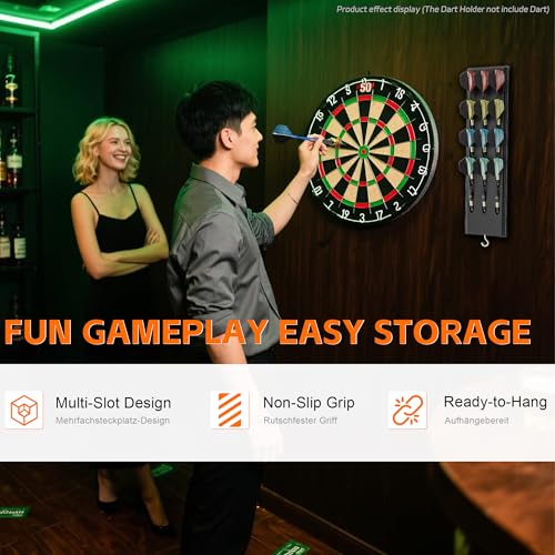 CyeeLife Darts Holder Wall Mounted Displays 12 Steel and Soft Tip Dart,Darts Caddy for wall with Metal Hook,Dart Accessory