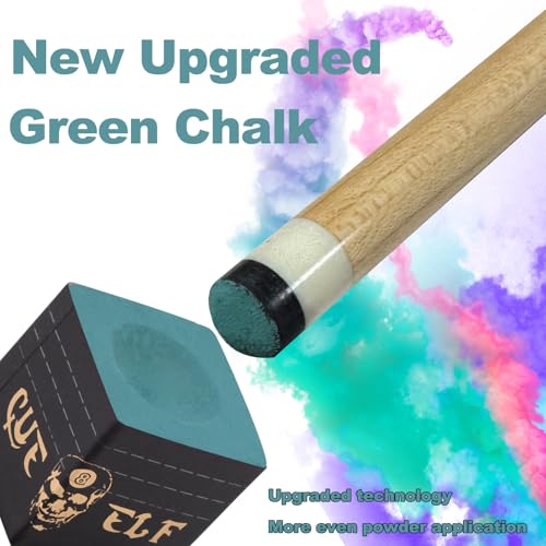 CUEELF Cube Pool Cue Chalk Technology Billiard Pool Stick Chalk for Professional Low Deflection, Durable, Reduces Miscues-1pc - color: Green