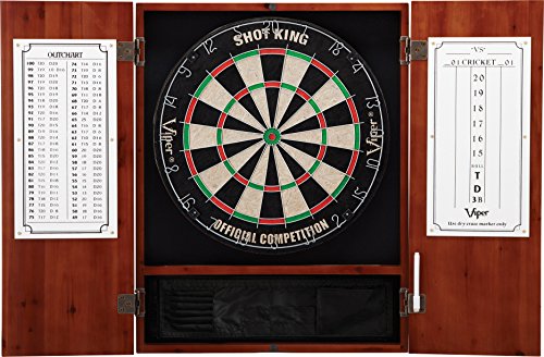 Viper by GLD Products Metropolitan Solid Wood Cabinet & Sisal/Bristle Dartboard Play-Ready Bundle - color: Cinnamon, style: Standard Set
