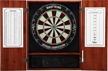 Viper by GLD Products Metropolitan Solid Wood Cabinet & Sisal/Bristle Dartboard Play-Ready Bundle - color: Cinnamon, style: Standard Set