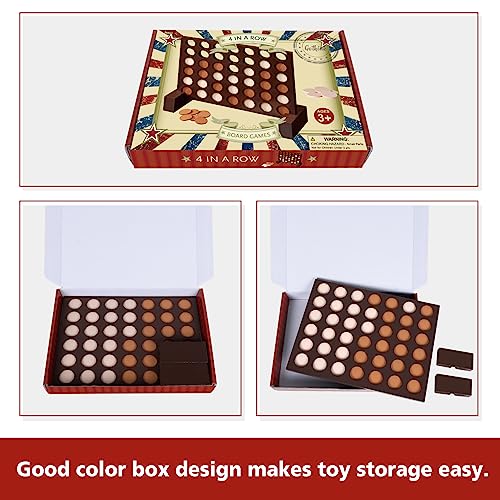 GOTHINK Wooden Four in a Row Game, Classic Strategy Game for Kids and Adults, Perfect for Family Picnics, Camping, Great Travel Game - color: Wooden Standard Four in a Row Game